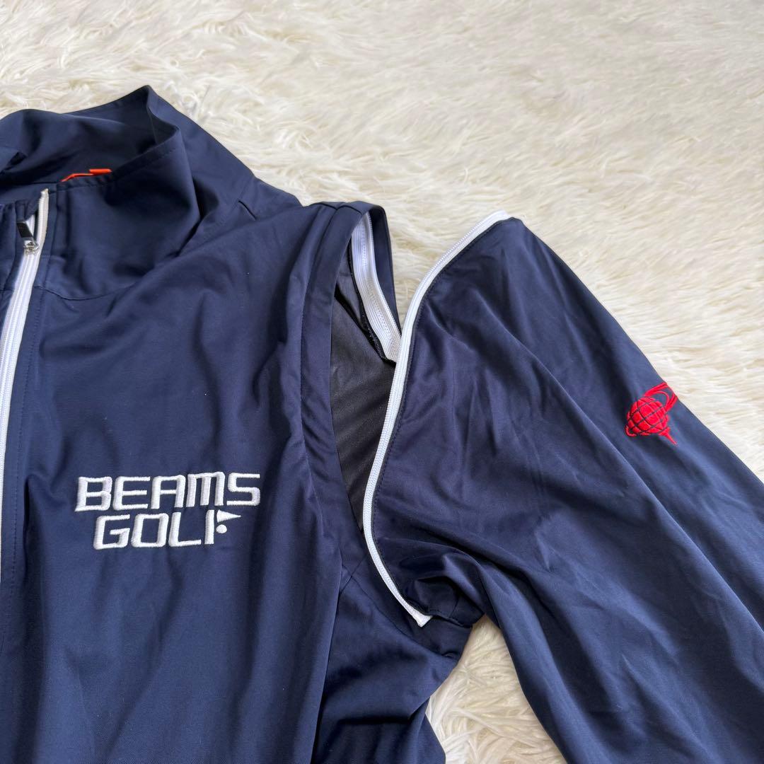【ビームスゴルフ】美品 ジップジャケット 2way ネイビー Mサイズ メンズ
