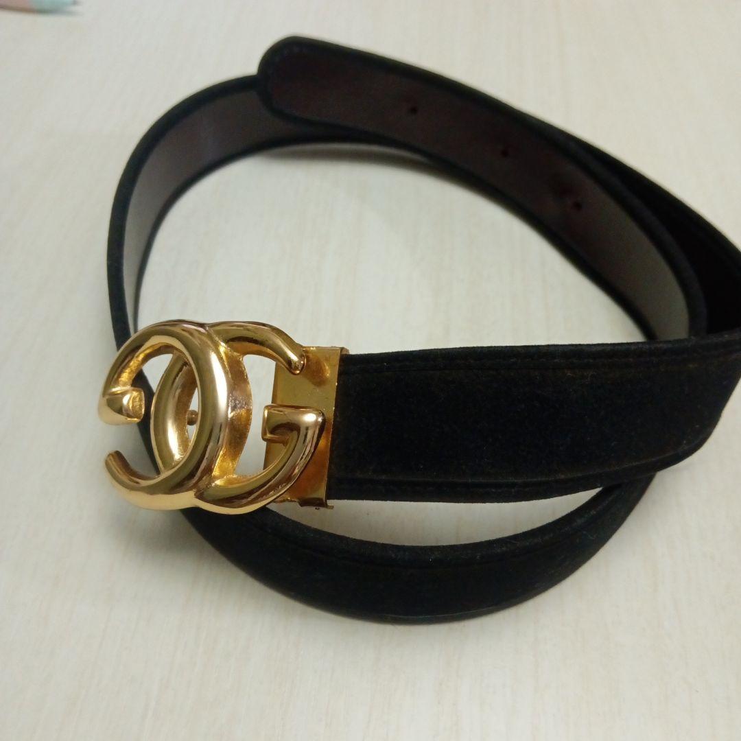 GUCCI　 GGロゴ　ダブルGG ゴールドバックル ベルト スエード