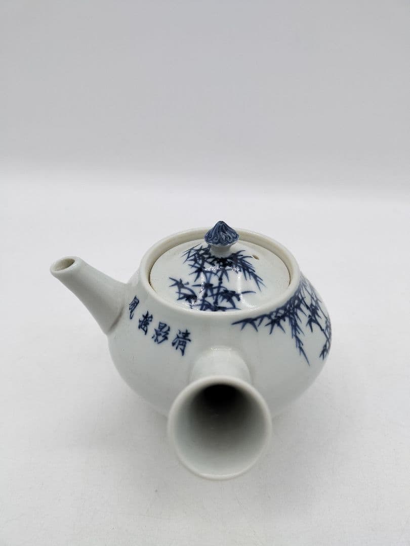 c733 煎茶器セット 染付　竹 「清影揺風」湲仙 5客 茶道具 古物