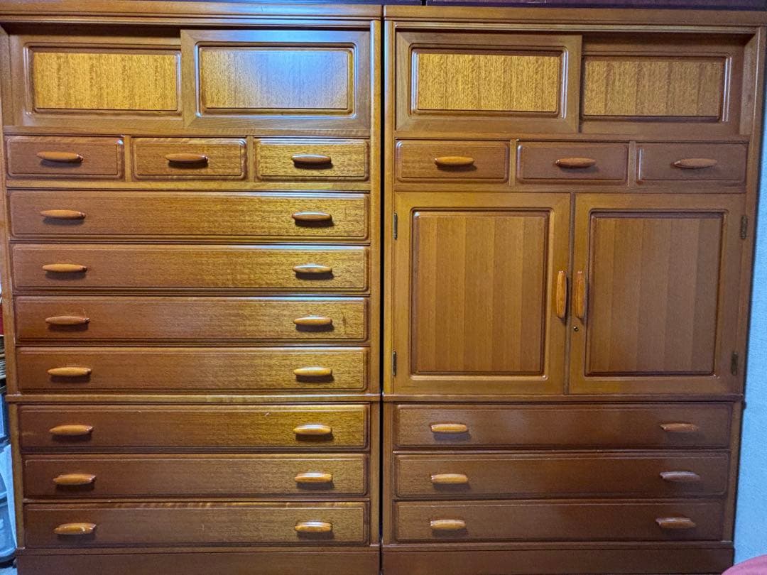 木製ブラウン多段引き出しタンス３つセット