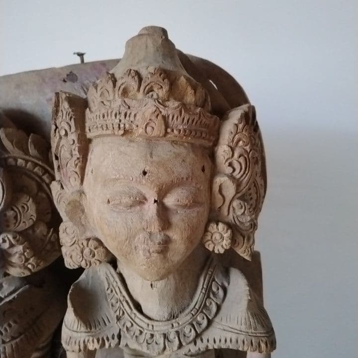 木製彫刻 二体の人物像　インドネシア　台座付き　アンティーク