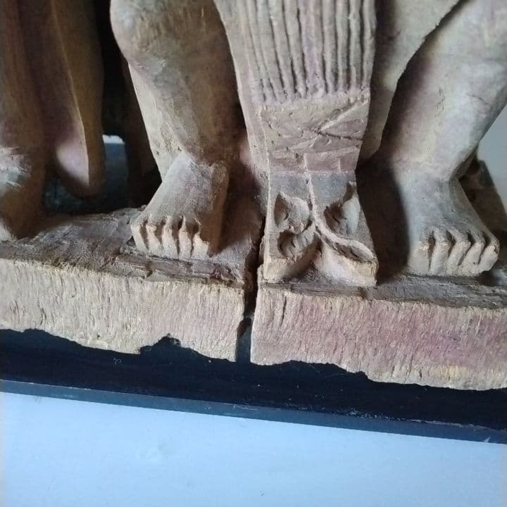 木製彫刻 二体の人物像　インドネシア　台座付き　アンティーク