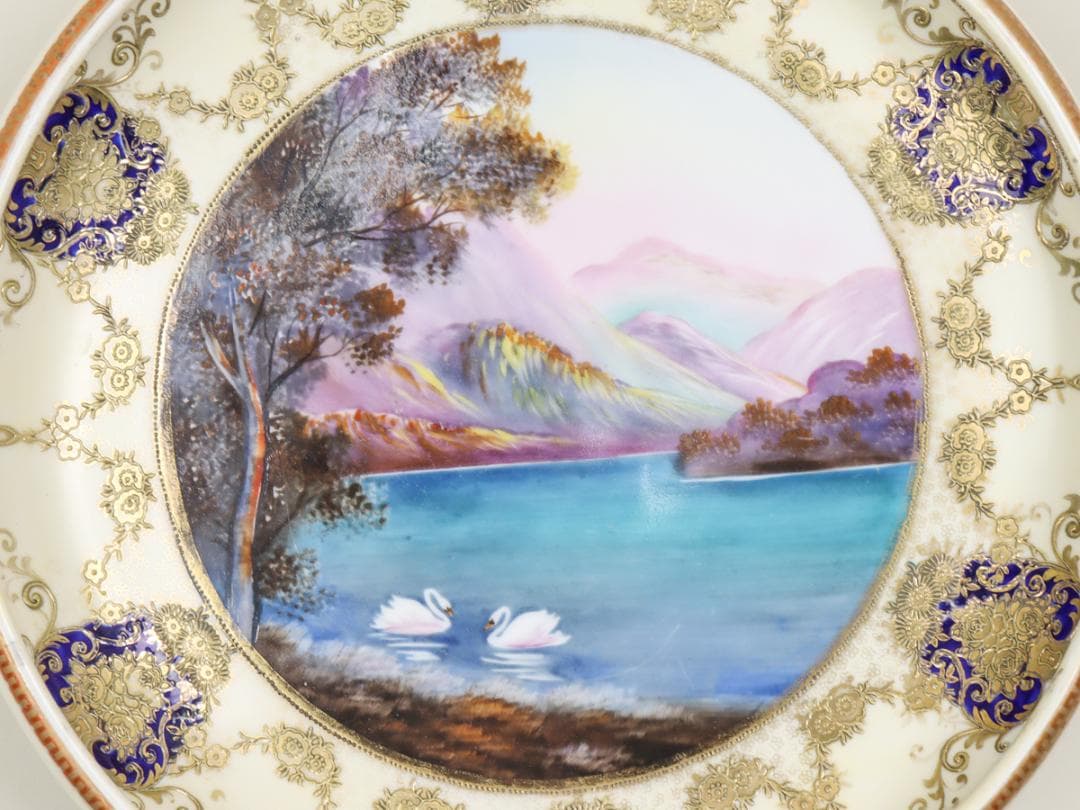 オールドノリタケ 金盛上湖畔白鳥風景 ボウル 29cm 飾り皿