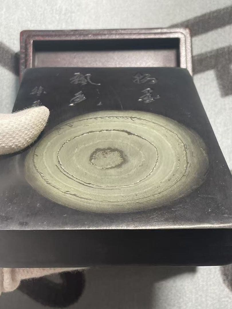 中国美術品　古硯箱硯台墨台　乾隆十八年「三希堂」銘　アンティーク硯箱硯台　希少品