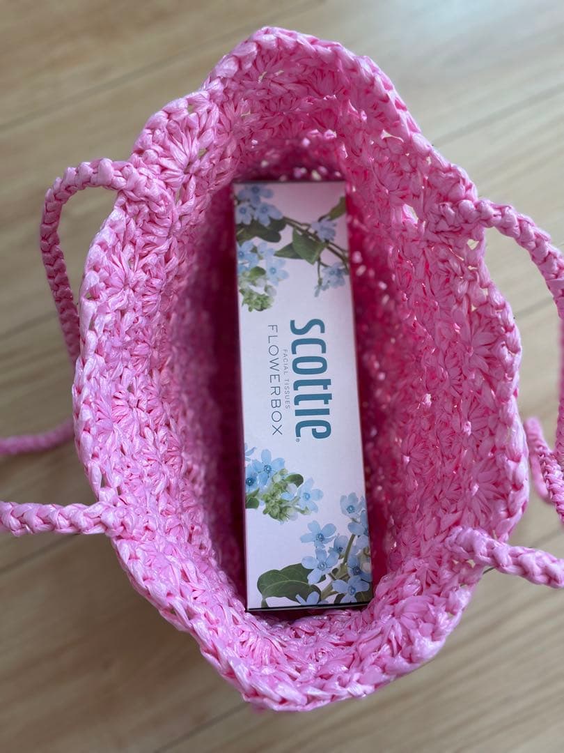 ハンドメイド・スズランテープ編みバッグ