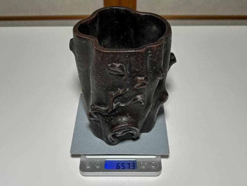 紫砂 切株 筆筒 筆立 書道 焼き物