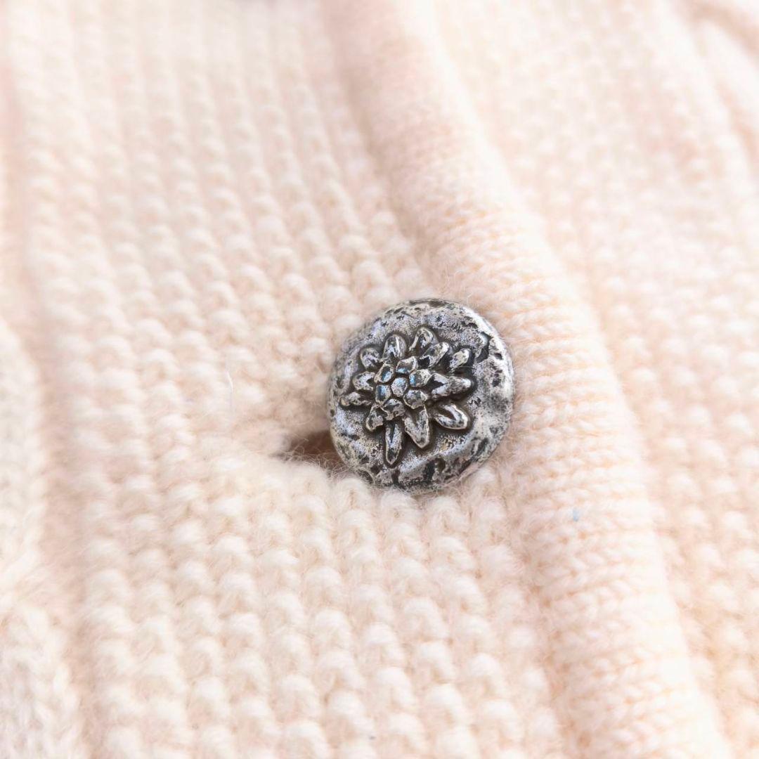 極上ピュアウール Schoeller チロルカーディガン アラン編み 花柄A23