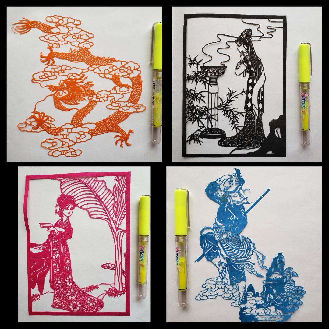 【新品、貴重】中国、切り絵、40年前程度の作品