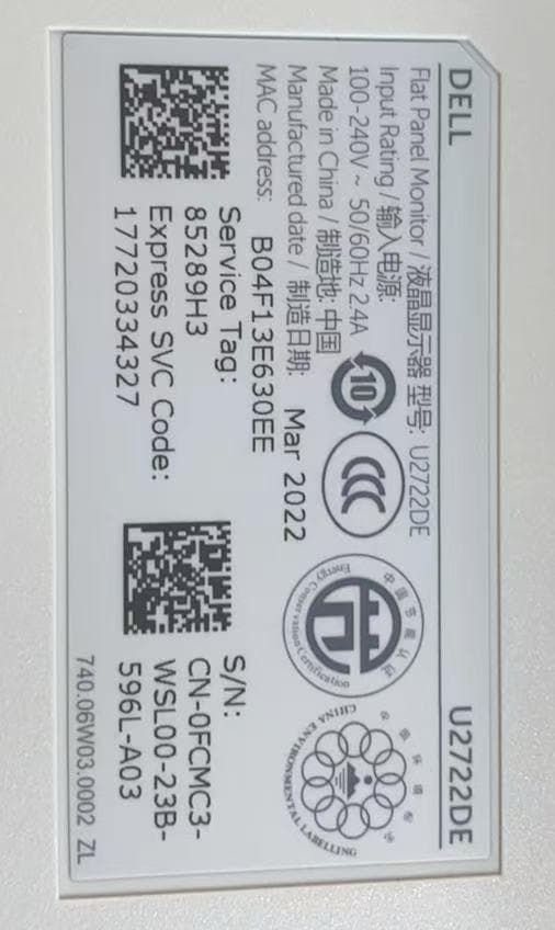 Dell 27インチ USB-Cハブ モニター U2722DE 訳あり