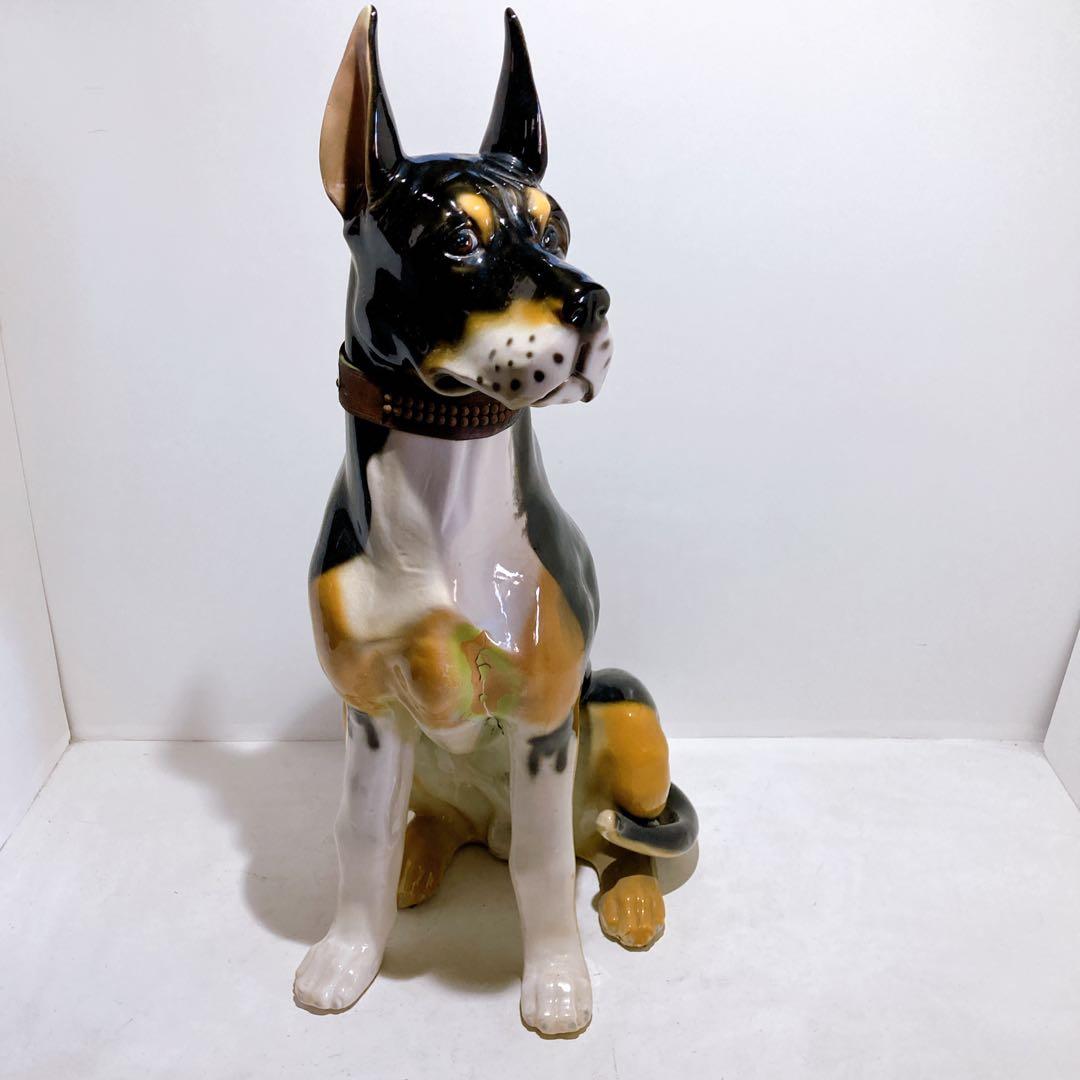 ベルジアン ドーベルマン 置物 オーナメント オブジェ 陶器製品 86cm