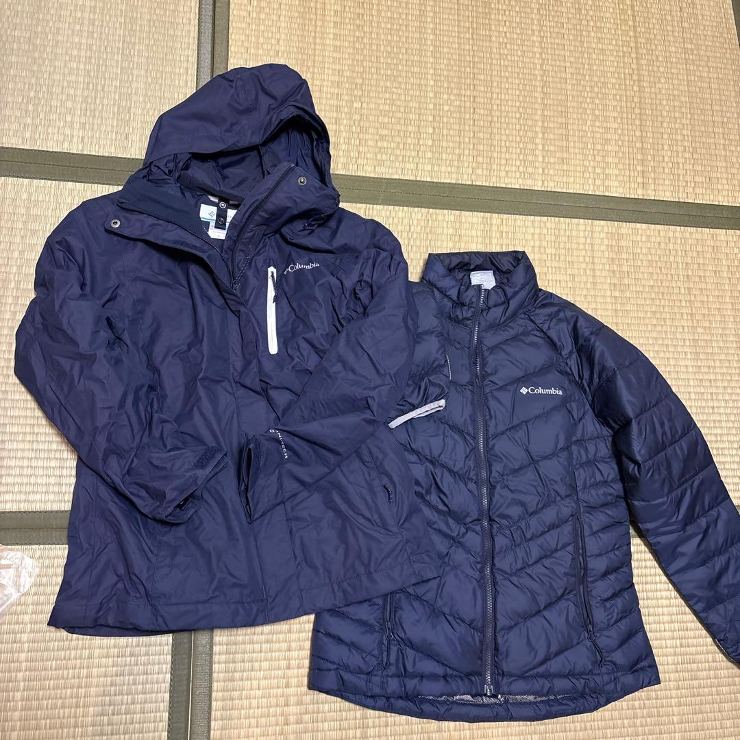 美品コロンビア防水透湿機能オムニテックColumbia3wayアウターM 濃紺