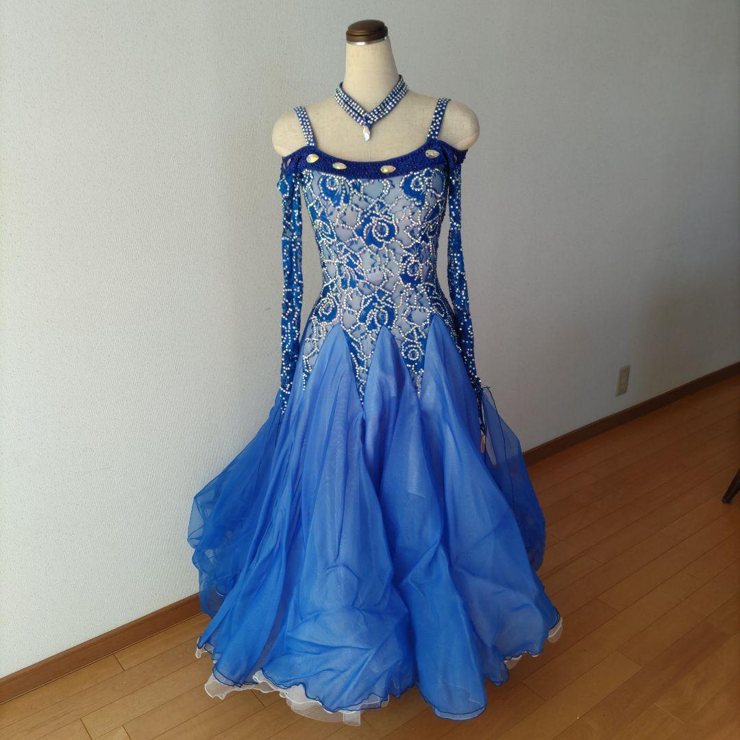 青い社交ダンスドレス