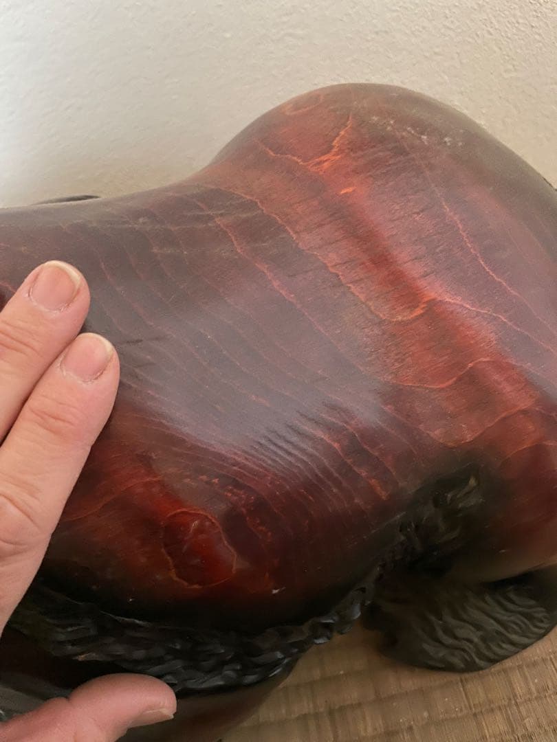 木製クマ彫刻 置物 特大