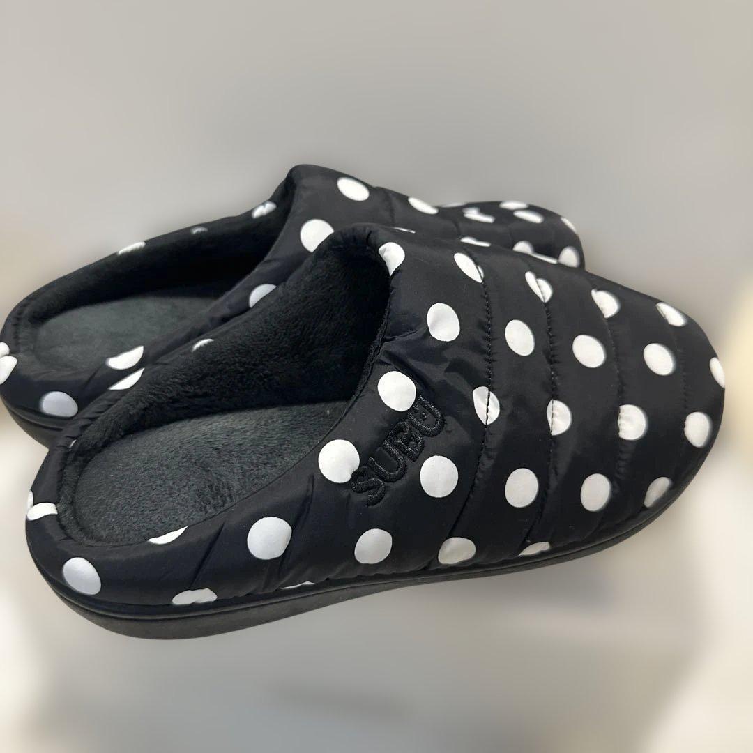 SUBU スブ スリッポン ドット ウィンターサンダル キルティング スリッパ