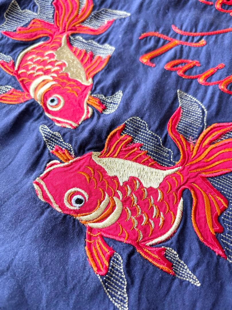 Dry Bones ボーリングシャツ 金魚 和柄 チェーンステッチ