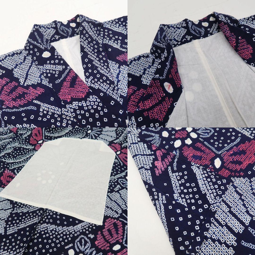 ゆき✾m1788＊美品 有松鳴海絞り 夏着物 綿 蝶 トール 高級浴衣