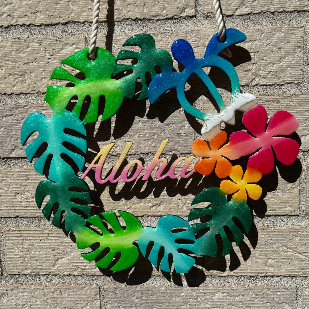 レジン　オーシャンアート　モンステラリース　海　29cm　No.1045