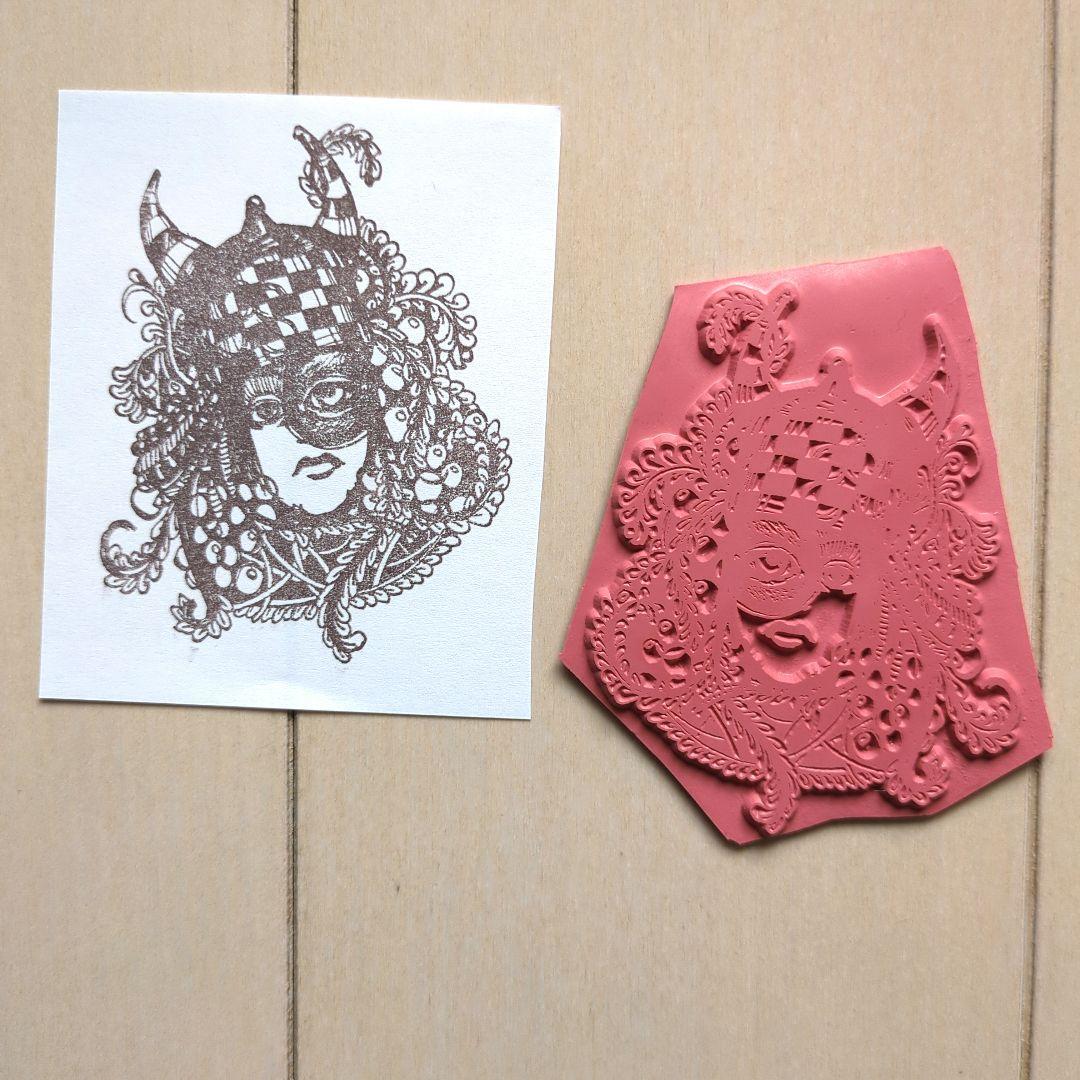 【処分】051輸入スタンプ　女性仮面スチームパンク　ラバースタンプ　アンマウント