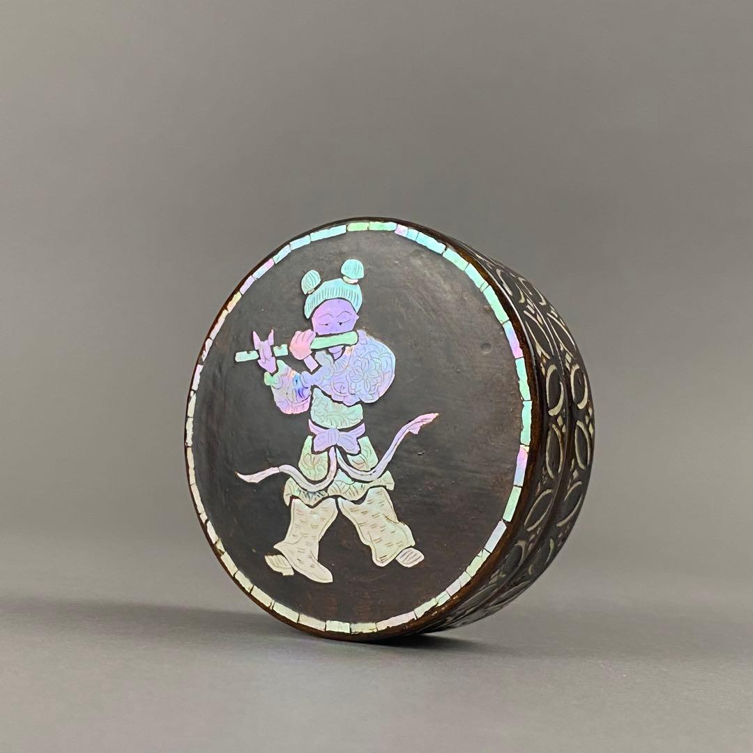 螺鈿漆香合　乾隆年製　骨董　茶道具　香道具　漆器