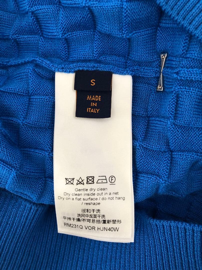 美品 ルイヴィトン ダミエ ニット セーター ブルー　青　HJN40W M