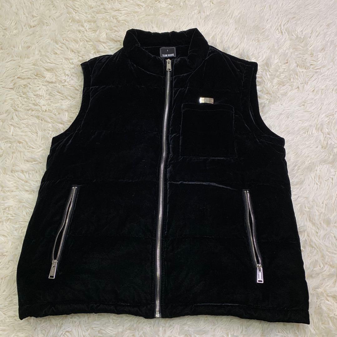 トップス TEAM WANG PRINTED LOGO VELVET DOWN VEST