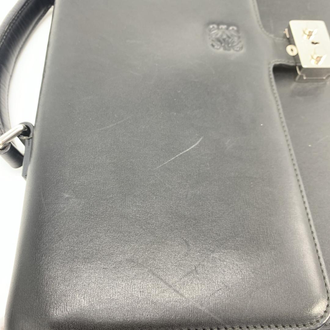 ロエベ ヴィンテージ アナグラム ビジネスバッグ ブリーフケース 本革 黒