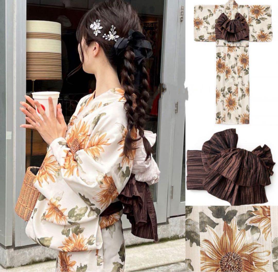 まとめ ひまわり浴衣セット 2点　はかめ様