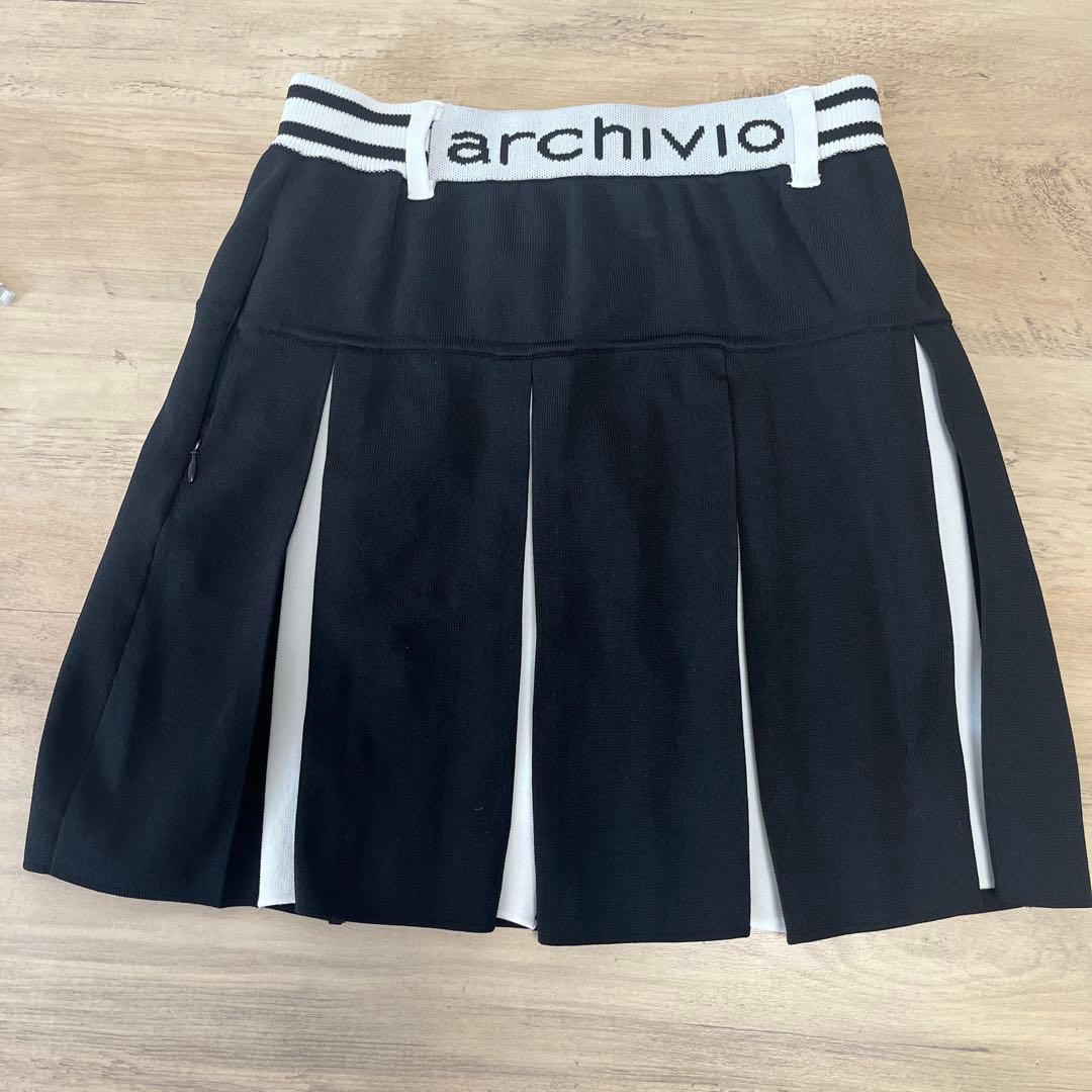 アルチビオ　プリーツスカート　38 ブラック✖️ホワイト　秋冬