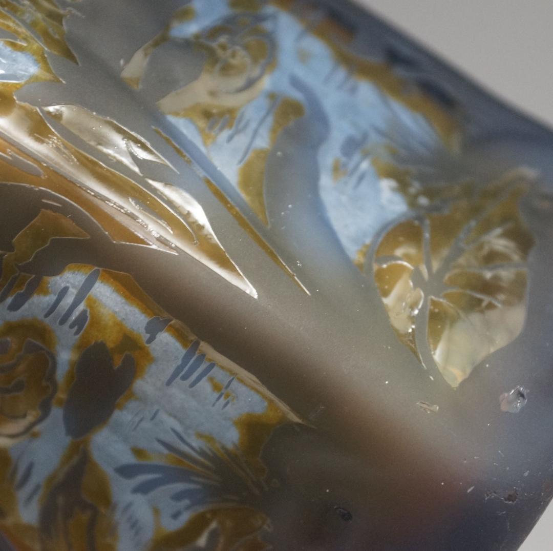 【証明書】 エミール　ガレ　特大　蜻蛉文　花器　花瓶　技法スフレ　被せガラス