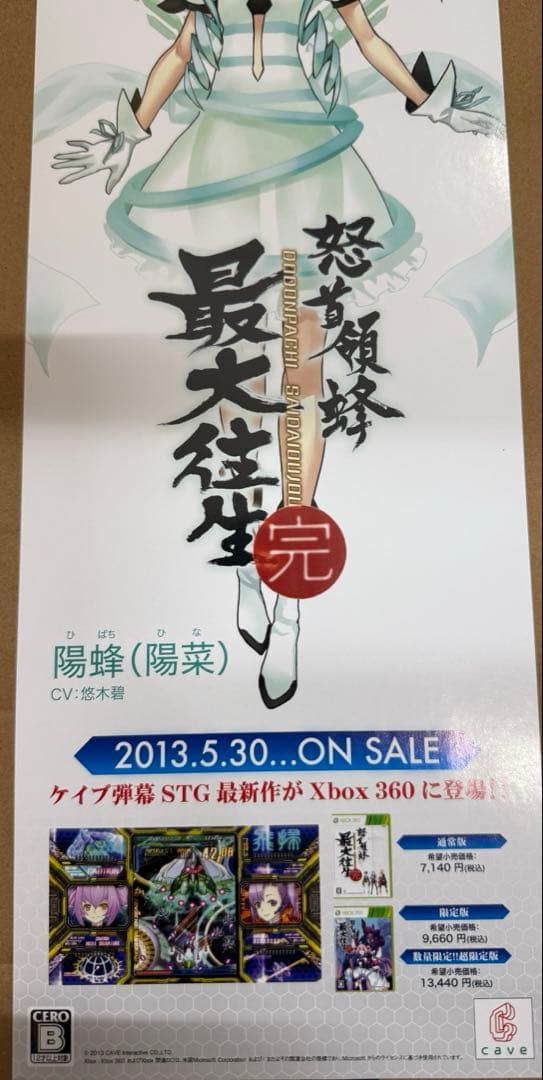 怒首領蜂最大往生　完　店頭用販促ポスター6枚セット