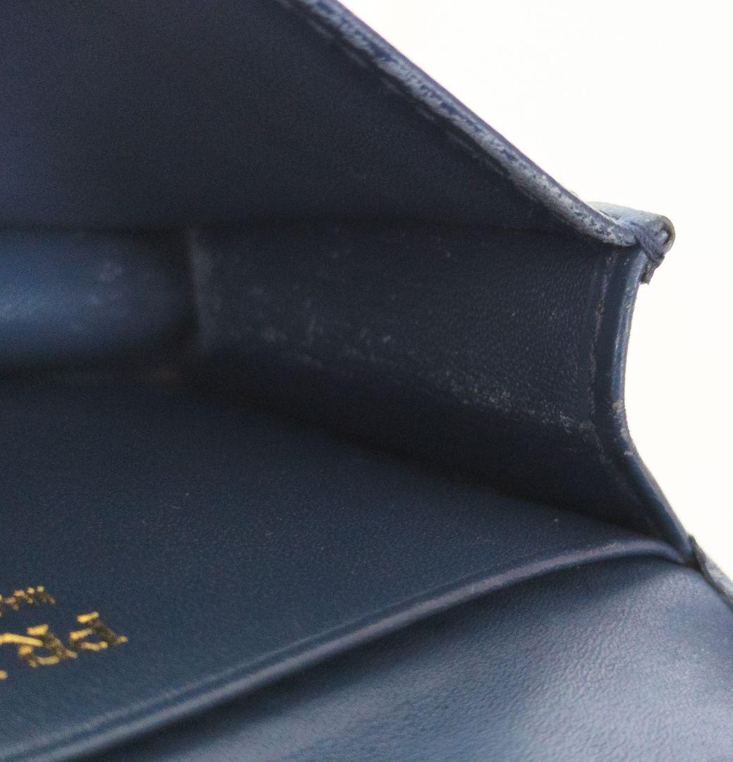 【美品】PRADA プラダ サフィアーノ 名刺入れ カードケース　ネイビー