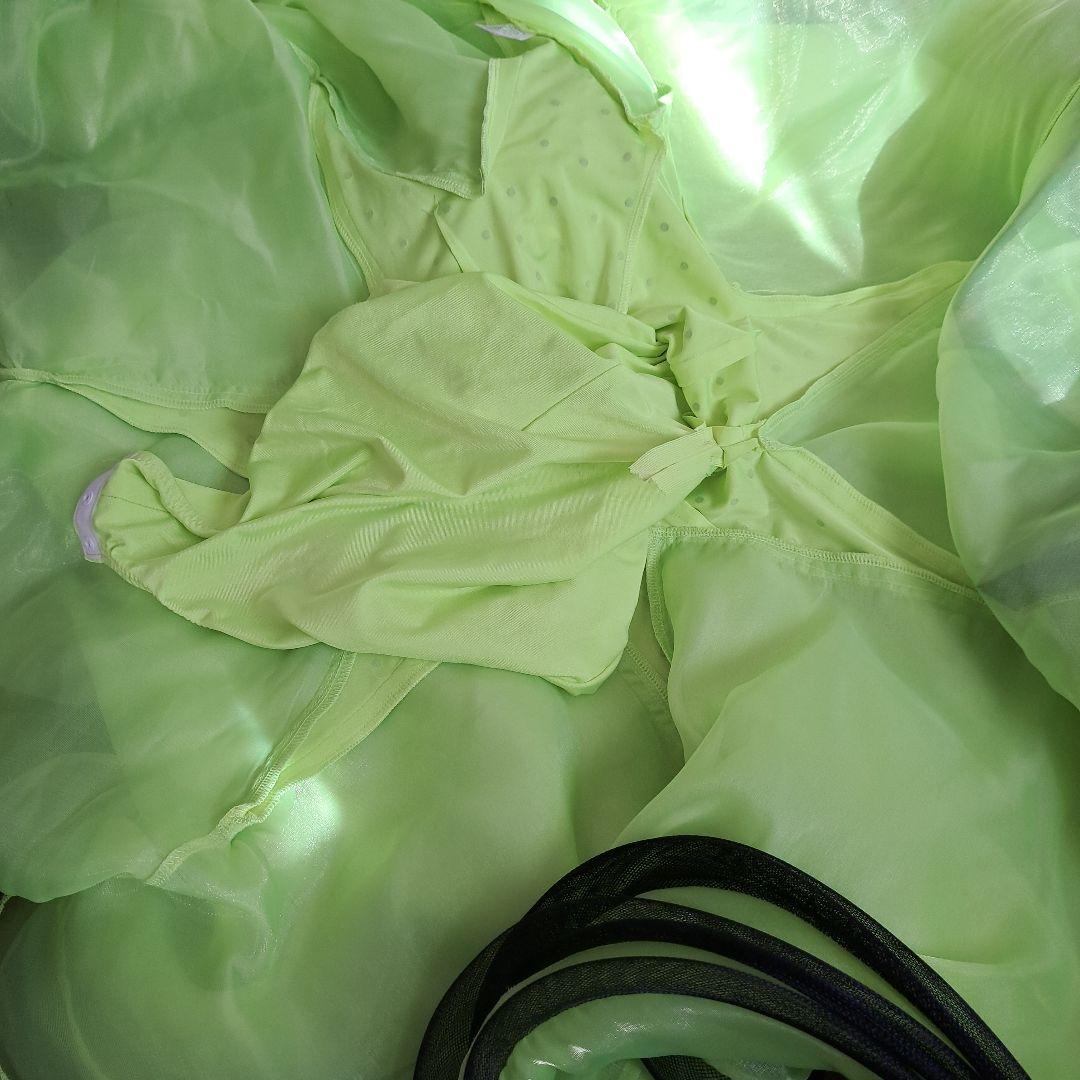 社交ダンス　ラテン蛍光イエローグリーンドレス　チョーカースワロフスキーベルト付き