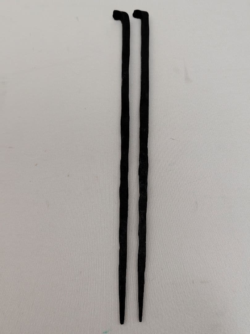 D010 肥後象嵌 光助作 熊本城瓦釘型 御火箸 茶道具 共箱に朱印あり 骨董