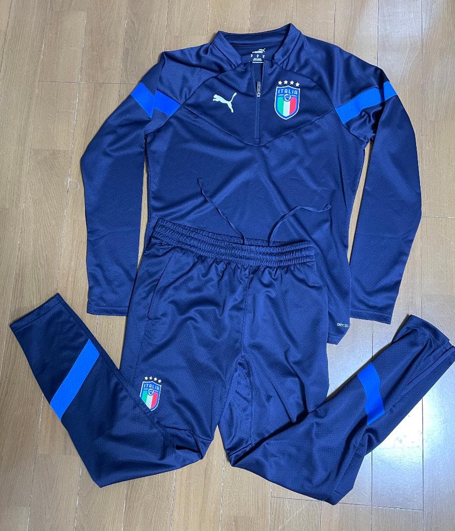 イタリア代表 2022 ハーフジップトレーニング上下 ネイビー 海外Ｍ 正規品