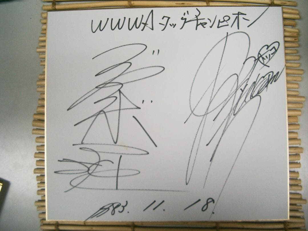 ジャンボ堀・大森ゆかり　全日本プロレス３WAタッグチャンピョン●直筆サイン色紙