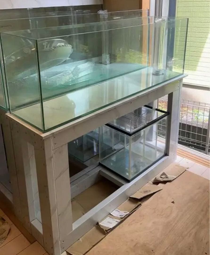 値下げしました‼️⇒ 120-30-40 オーバーフローガラス水槽 と台のセット