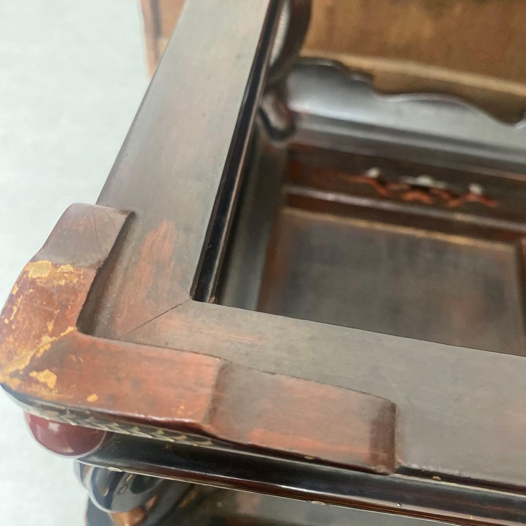 木製　総貝模様　台　木箱入り