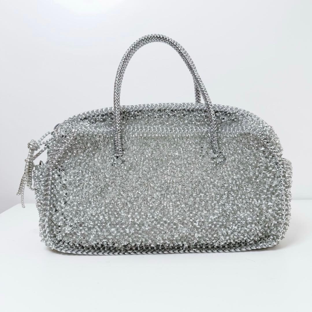 アンテプリマ ボクシー ミディアム ハンドバッグ シルバー　ワイヤーバッグ