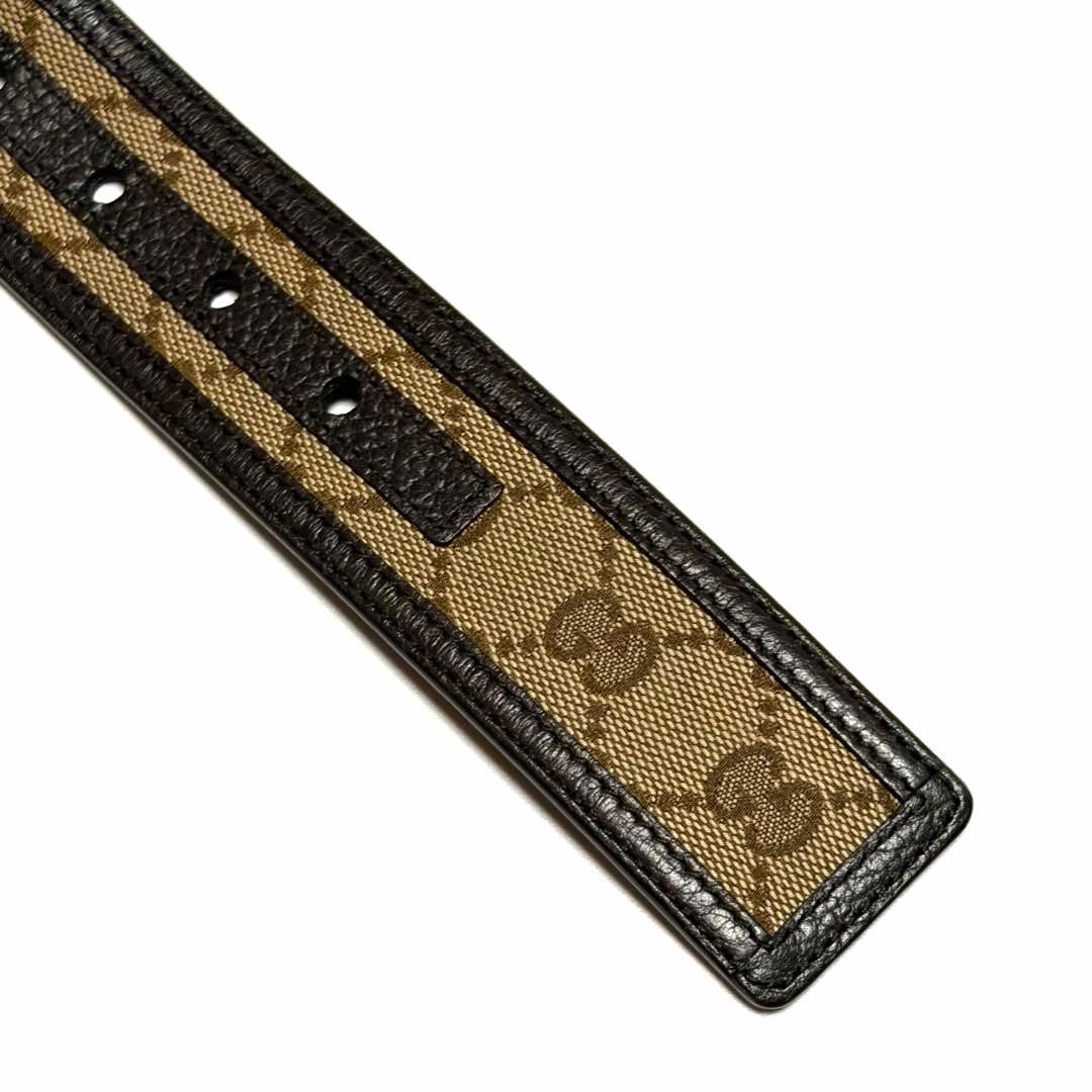 GUCCI ベルト GGキャンバス レザー ブラウン シルバー 美品