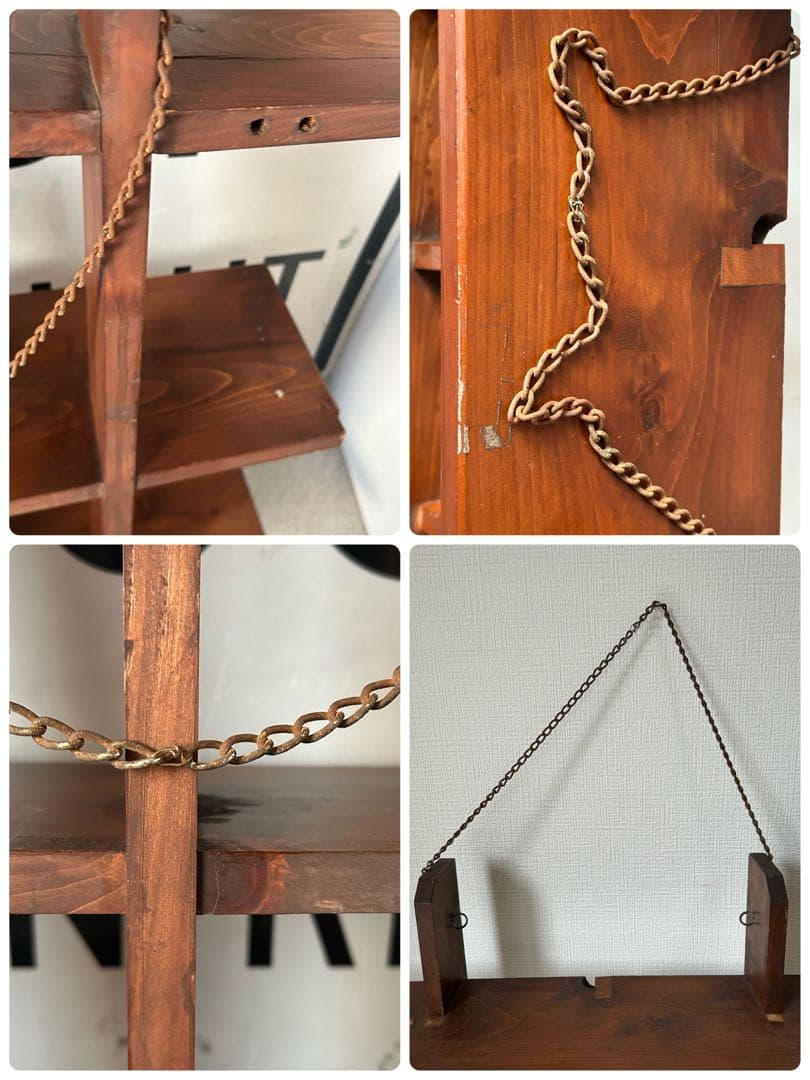 ヴィンテージ　木製飾り棚　ウォールシェルフ　壁掛け　アンティーク　古道具　レトロ