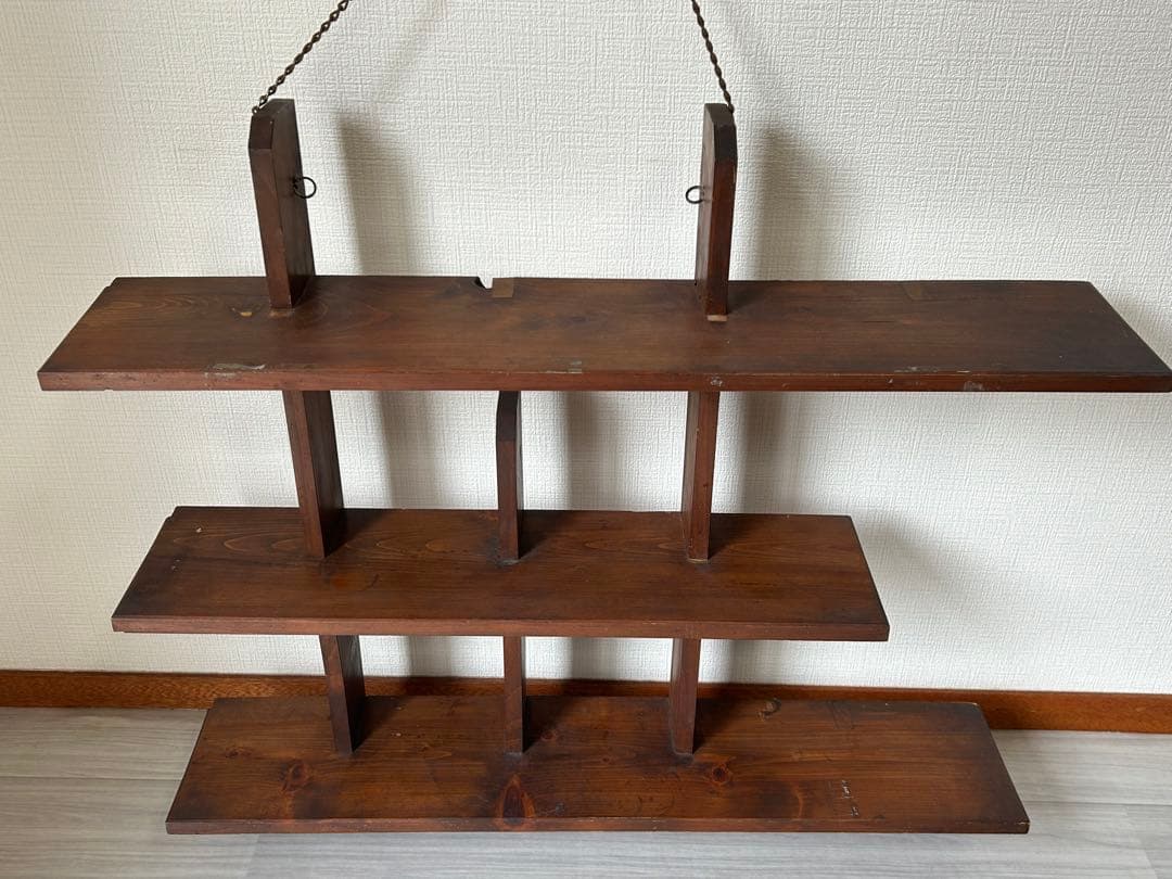 ヴィンテージ　木製飾り棚　ウォールシェルフ　壁掛け　アンティーク　古道具　レトロ