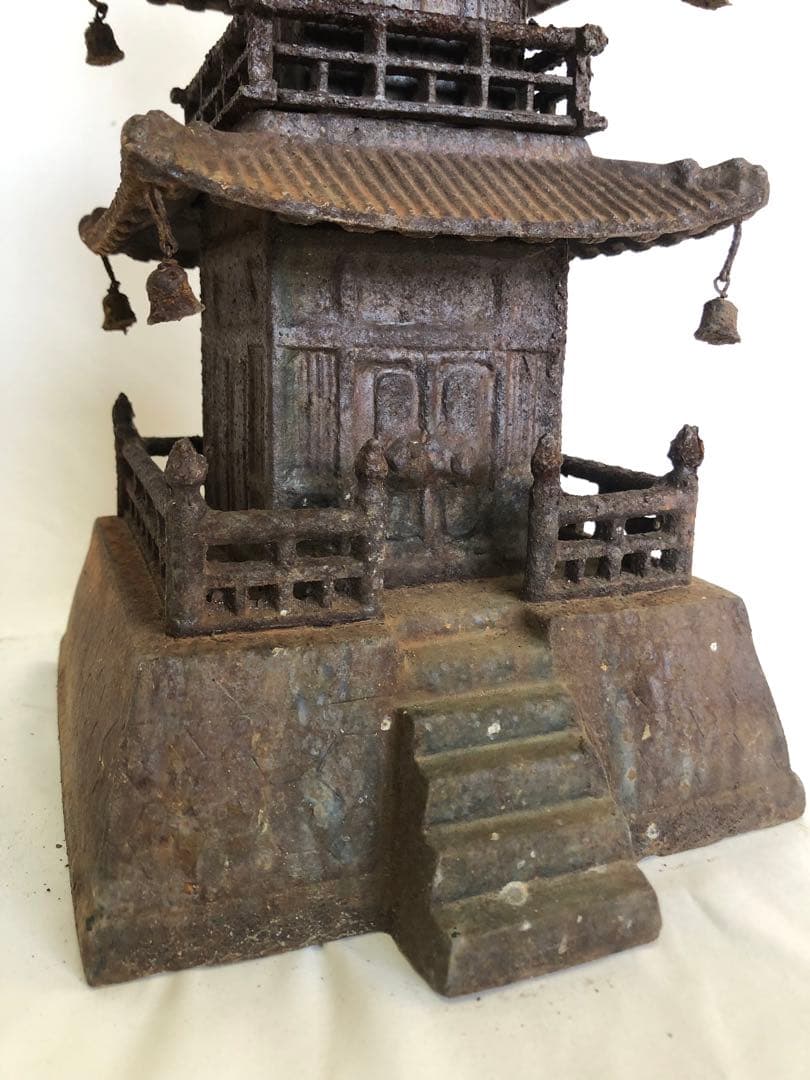 錆あり 昭和レトロ 五重の塔 置物 鉄製 ヴィンテージ アンティーク