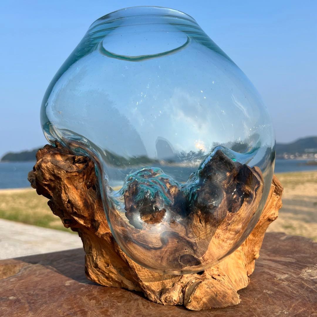 流木ガラスオブジェ特大H 花瓶 金魚鉢 テラリウム フラワーポット 水槽 アート