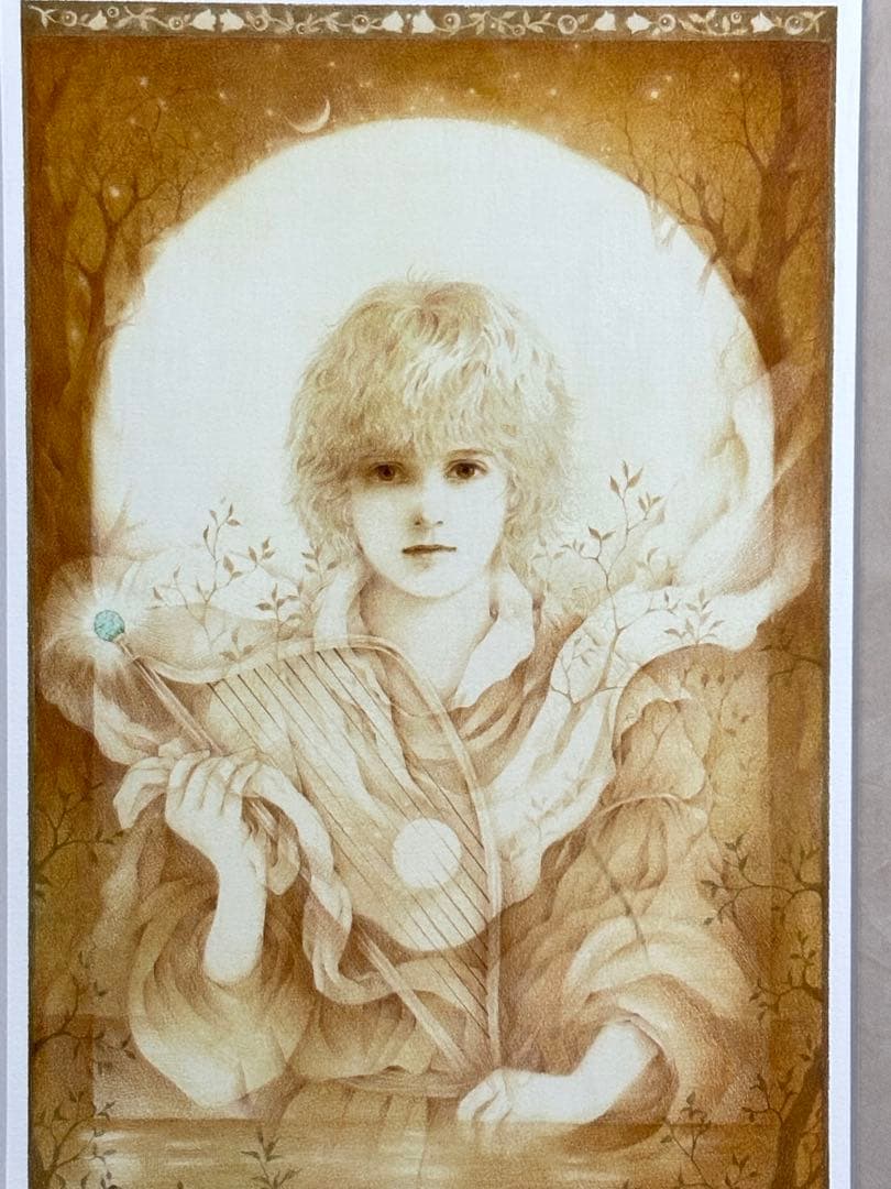 真作金色の森の少年　きたのじゅんこ　リトグラフ30/575 保証書付き