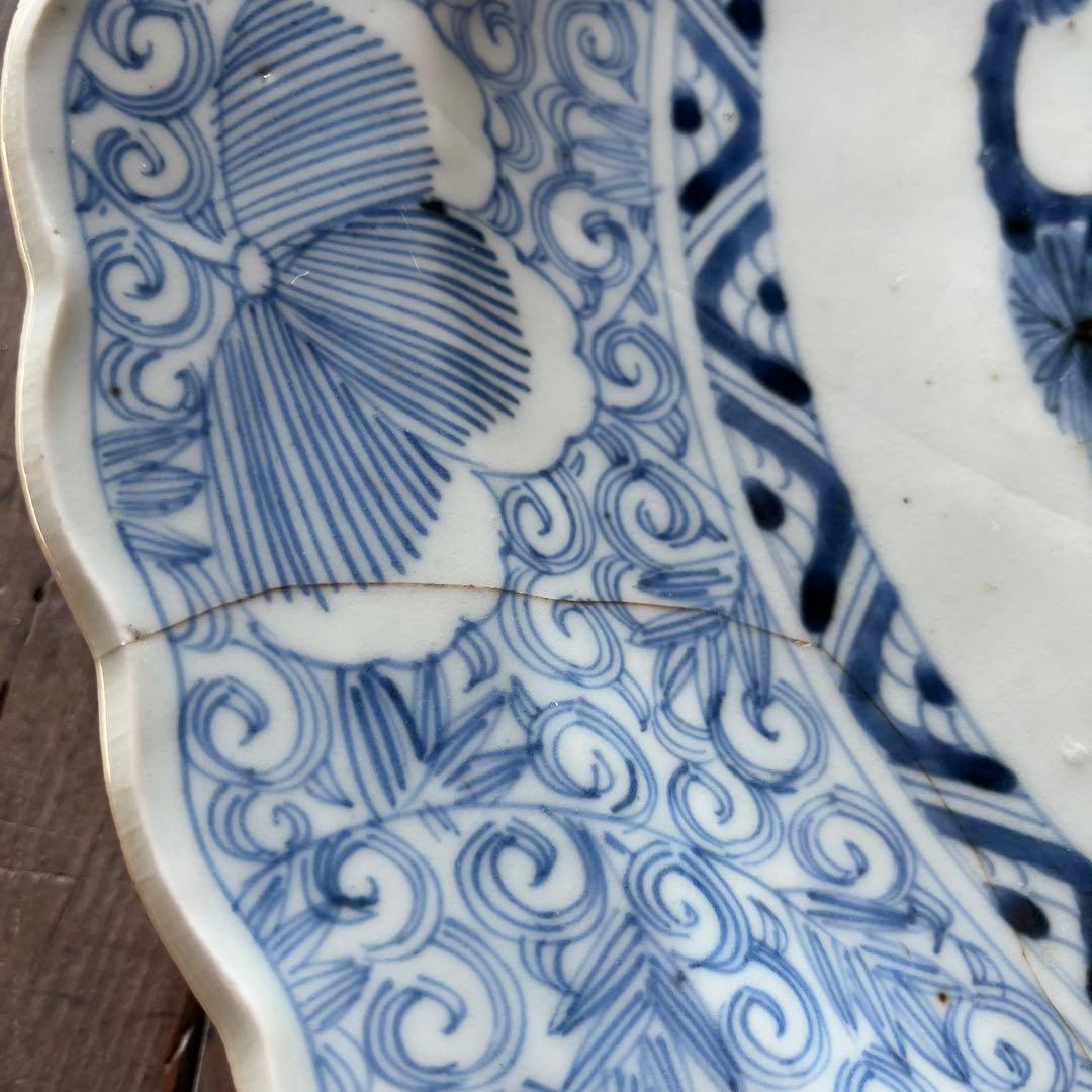 古伊万里　大皿　印判　染付　松竹梅　42cm