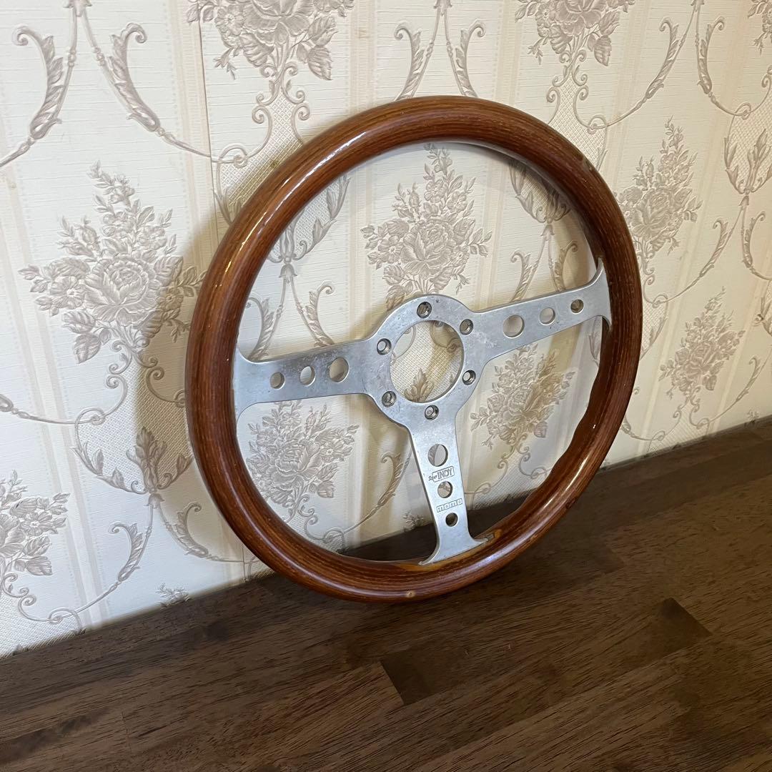 【中古品】MOMO インディー ウッドハンドル　ステアリング 11-86 旧車