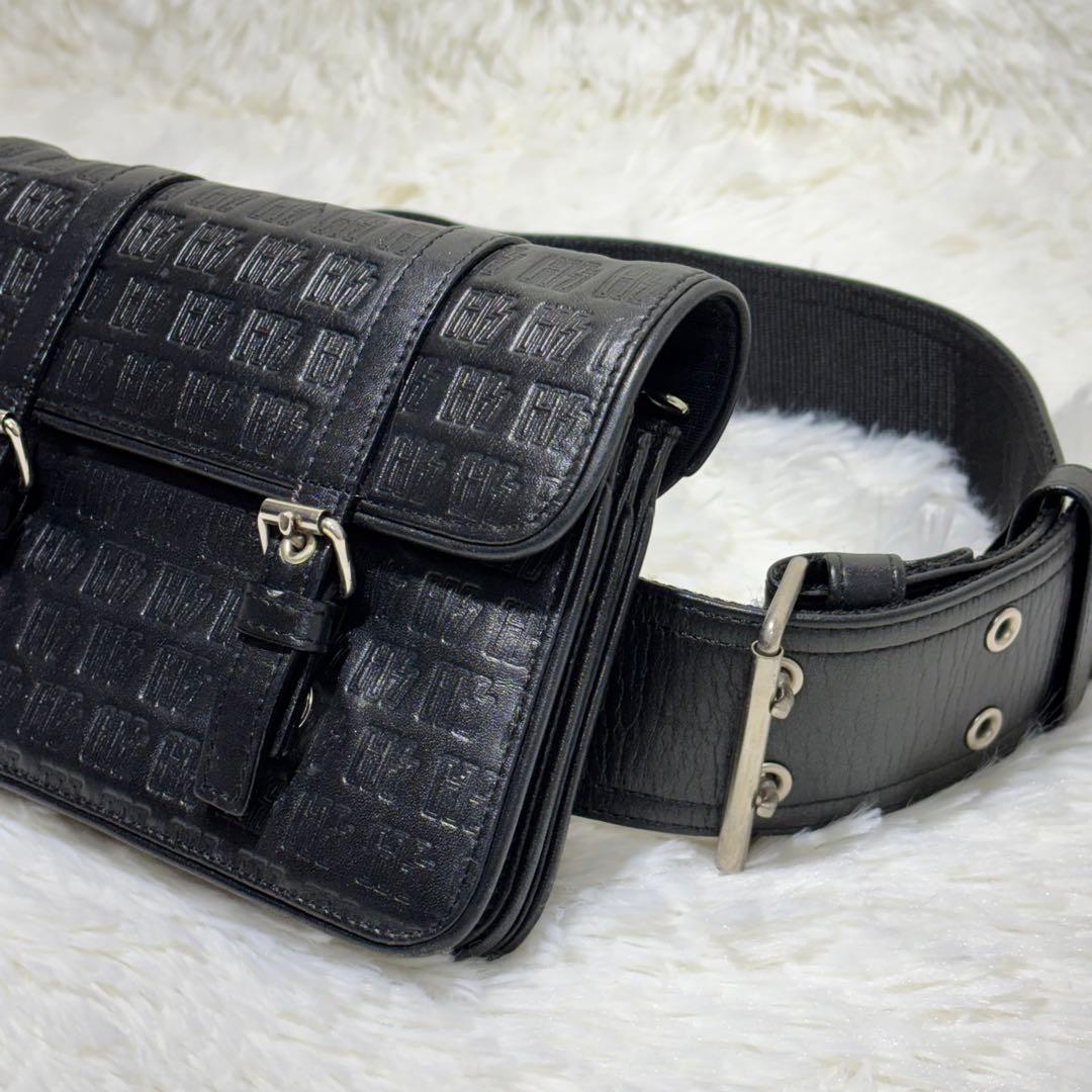 美品☆HYSTERIC GLAMOUR 総ロゴ レザー ポーチ オゾン 日本製