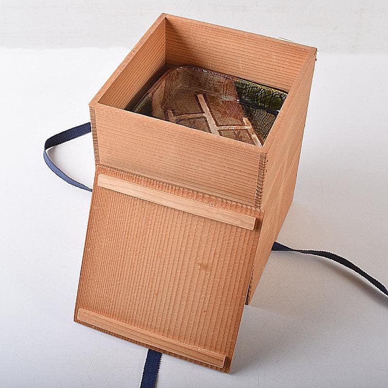 和食器　瀬戸織部　鳴海織部　加藤作助作　角向付　五客　共箱　V　R8733B