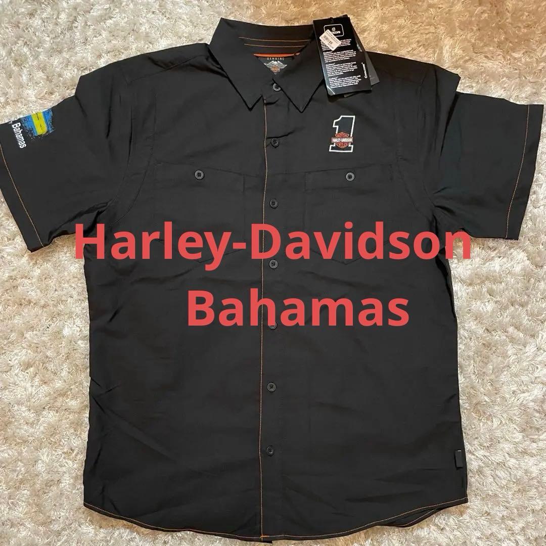 Harley-Davidson バハマ 黒シャツ　バーアンドシールド