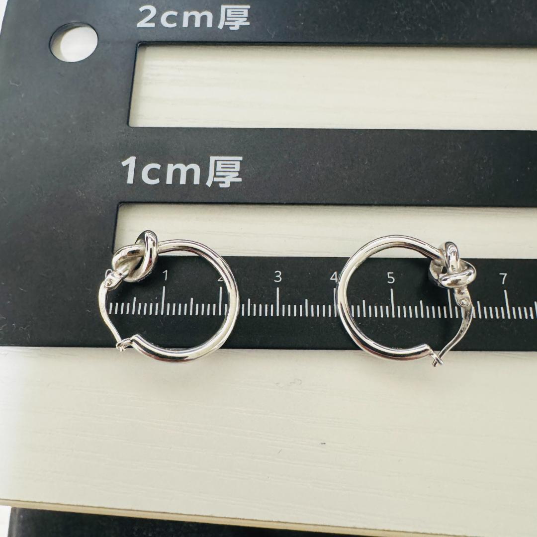 【箱付】CELINE セリーヌ　ノット　フープ　ピアス　シルバー　両耳